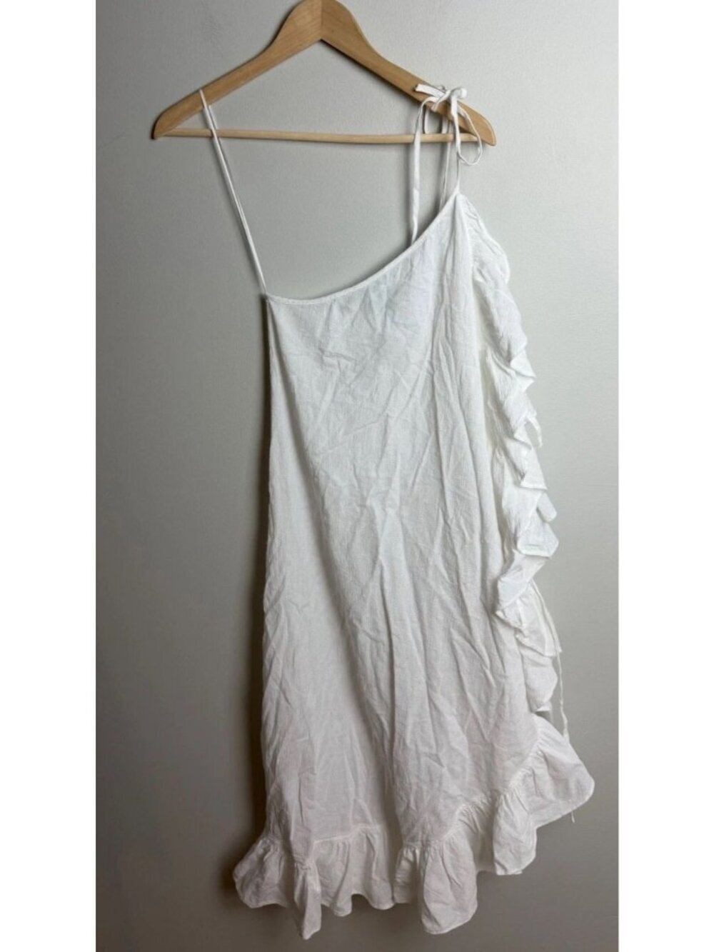 J.Crew White Ruffle One Shoulder Cotton Asymmetrical Dress BQ994 Size XS Women’s